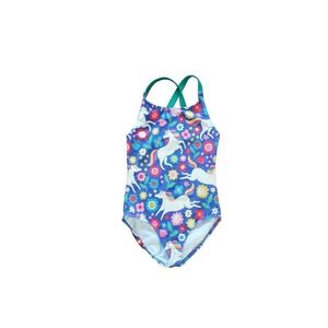 Mini Boden Girl's 7-8 Yrs Swimsuit Blue Unicorns Floral Bathing Suit 128 cm